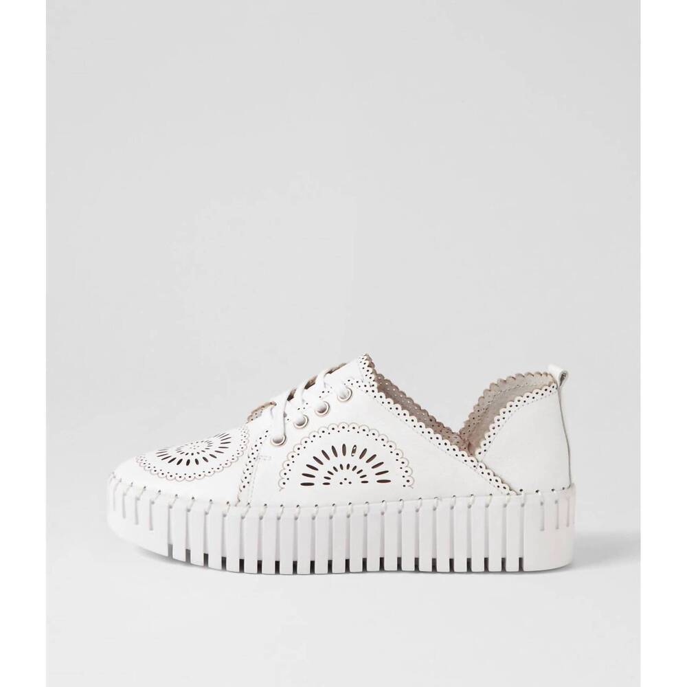 NEW DJANGO & JULIETTE women's bafia sneakers in white leather/ white sole